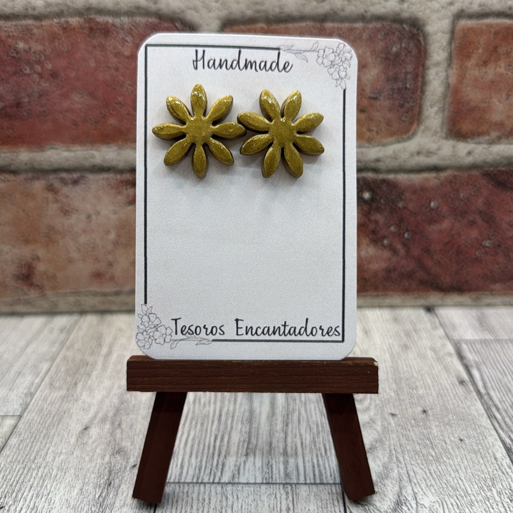 Handmade Flower Earrings - Gold